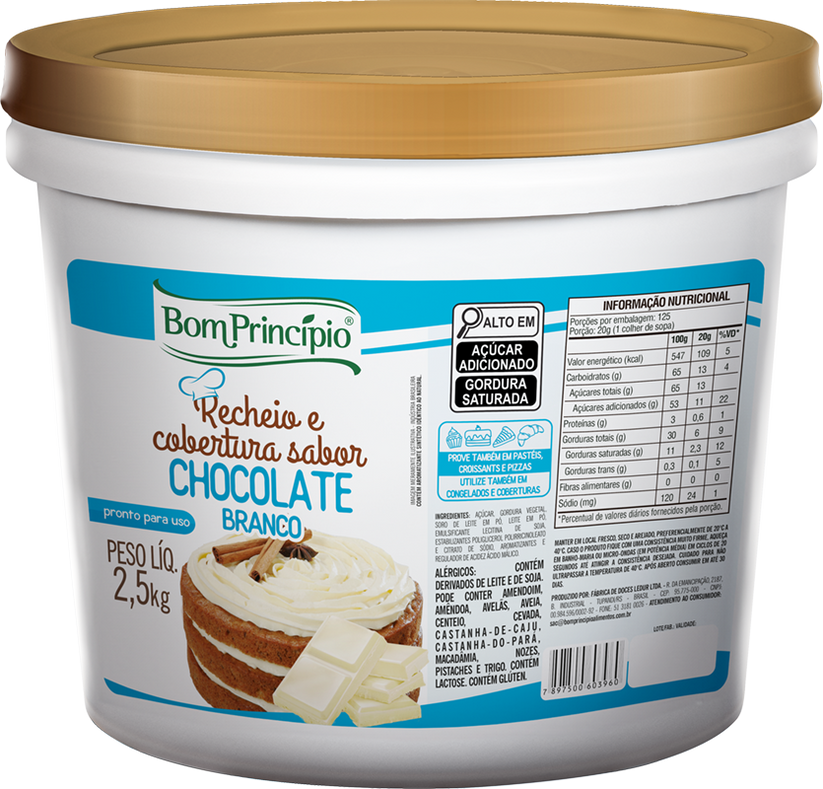 Relleno y cobertura con sabor a chocolate blanco